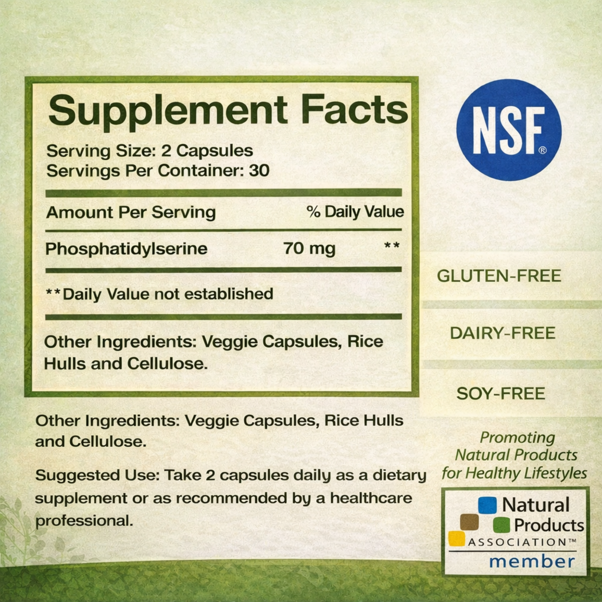 Phosphatidylserine 300mg, 60 Capsules, 30-Day Supply