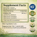 Akkermansia Live Probiotic Capsules, 60 Billion AFUs, 60 Capsules